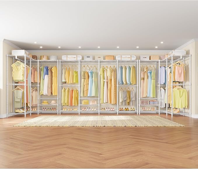 VIPEK V40 Plus Extra Large Clothes Rack Heavy Duty Clothing Rack for Hanging Clothes, Multi-Functional Closet Organizer System Freestanding Wardrobe Closet for Bedroom, Max Load 1300lbs, White