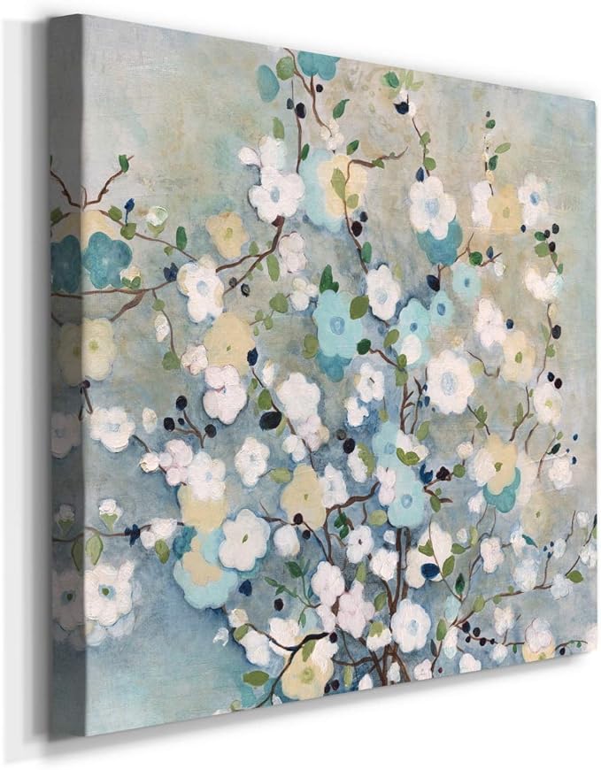 Wexford Home Square Premium Gallery Wrapped Canvas Flower Multicolor Wall Art Abstract Floral Romance Modern Pictures Print for Home Office, Ready to Hang, summer at the lake, 40x40