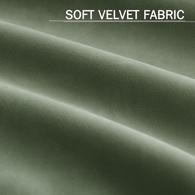 StangH Sage Green Blackout Curtains 96 inches Long, Super Soft Thick Velvet Thermal Insulated Soundproof for Bedroom Living Room Back Tab Hook Belt for Track System, W52 x L96, 2 Panels