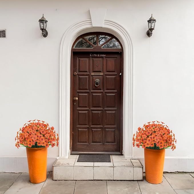 21 Bundles Outdoor Artificial Flowers UV Resistant Fake Silk Flowers No Fade Faux Plastic Plants Garden Porch Window Box Decoration(Orange)
