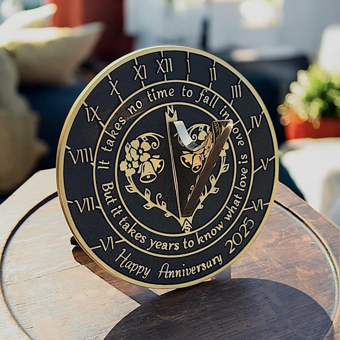 Anniversary Sundial Gift for Any Wedding Anniversary in 2025 - What Love is - Recycled Metal Home Decor Or Garden Present Idea - Handmade in UK for Him, Her Parents Or Couples Celebration