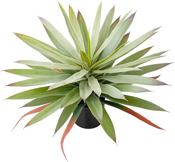 Briful Large Fake Agave Plant 17.3 Inch Artificial Yucca Potted Plants Outdoor Faux Agave Plants for Home Office Room Garden Front Porch Balcony Decor(Green)