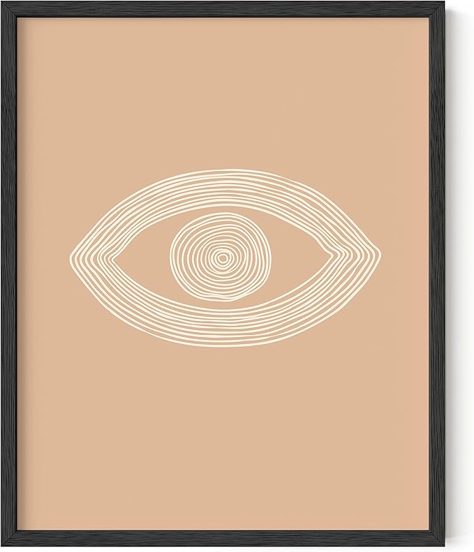 HAUS AND HUES Boho Posters - Neutral Wall Art Prints - Abstract Art - Eye of Sauron Peach (16x20 Framed Black)