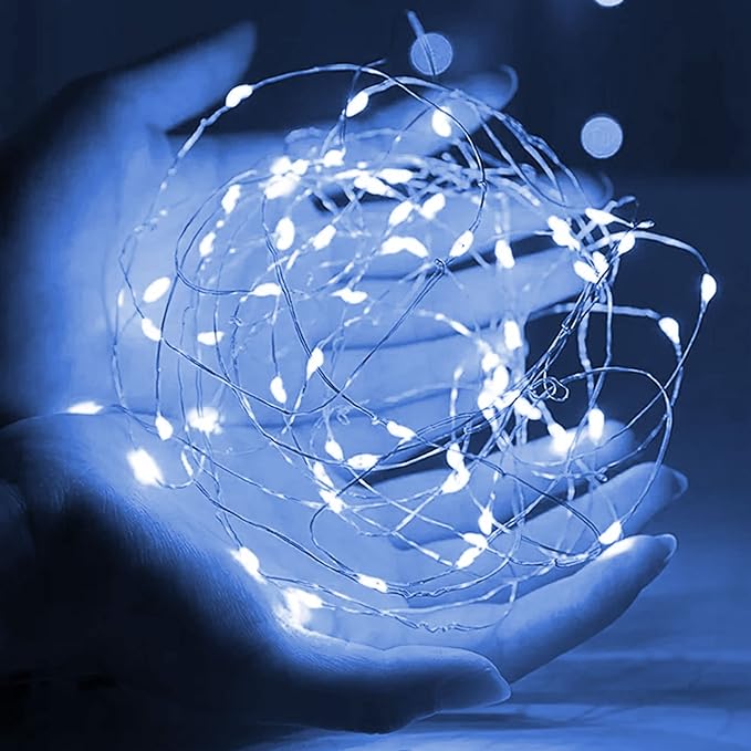 Dazzle Bright Fairy Lights Battery Operated, 2 Pack Total 40FT 120LED Silver Wire Waterproof Battery Operated String Lights, Christmas Decorations for Indoor Outdoor Bedroom Yard Decor, White