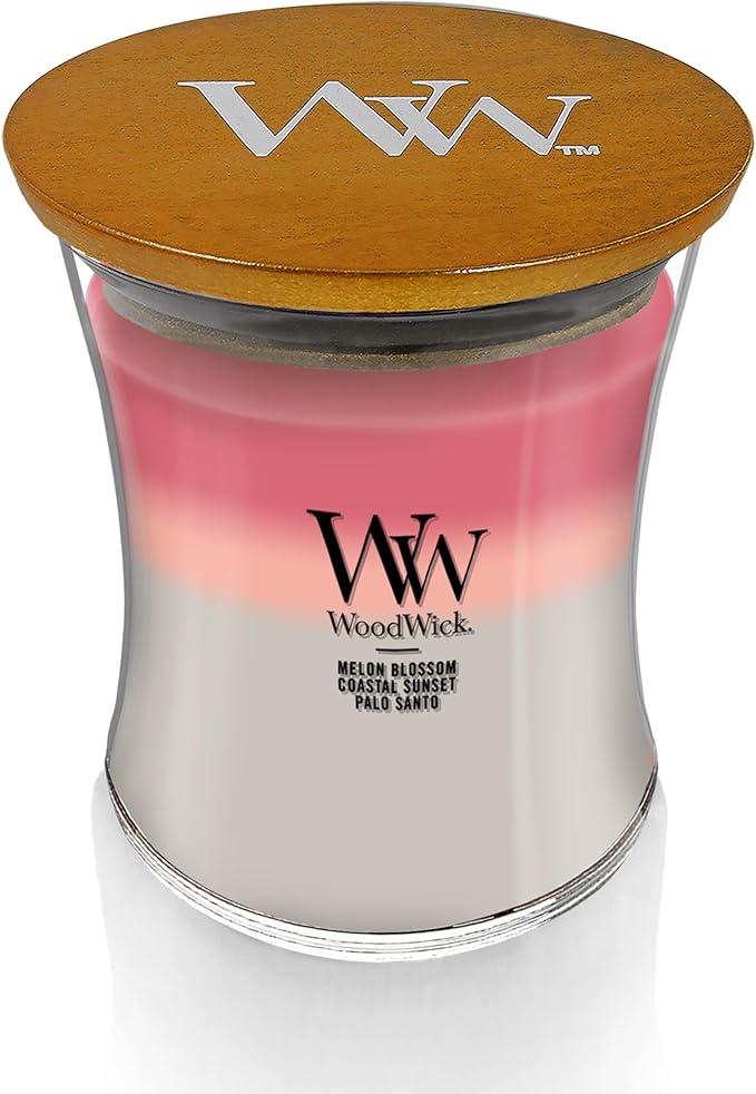 WoodWick Medium Hourglass Candle Shoreline Trilogy Scent 9.7oz Crackles as it burns Premium Soy Blend Perfect for gifting