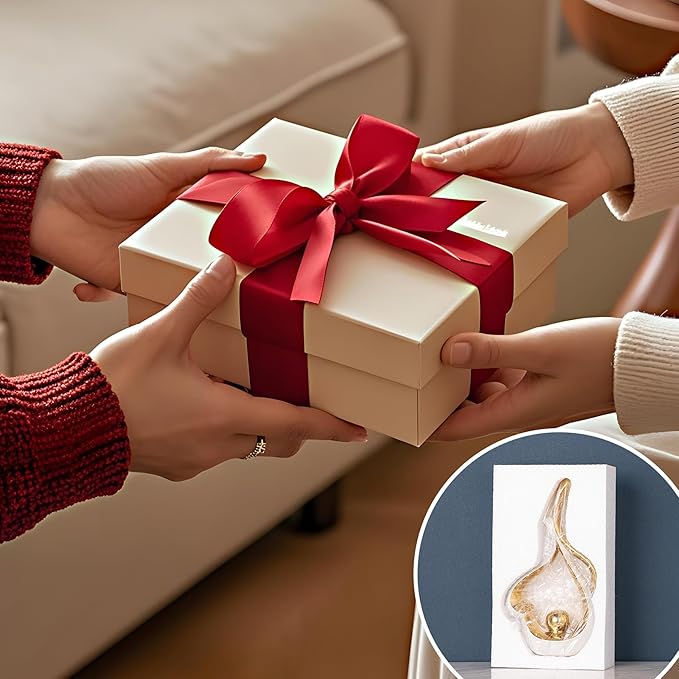 Gold Decor for Living Room, White Sculptures Home Decor, Ceramic Statue Coffee Table Decor, Heart Shape Table Centerpieces for Dining Room, Modern Abstract Art Decor