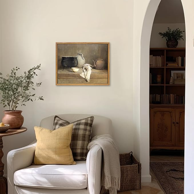 KBKBART Vintage Framed Wall Art, 8x10inch, Farmhouse Kitchen Wall Decor, Art Print, Canvas Painting, Wall Art for Dining Room, Living Room