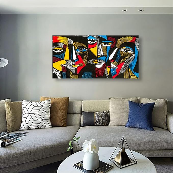 Abstract Human Face Canvas Wall Art for Living room Office Bedroom Special Wall Art Print Paintings Black and white portrait Pictures Boho Wall Decor Artwork Waterproof Ready to Hang - 20in * 40inch