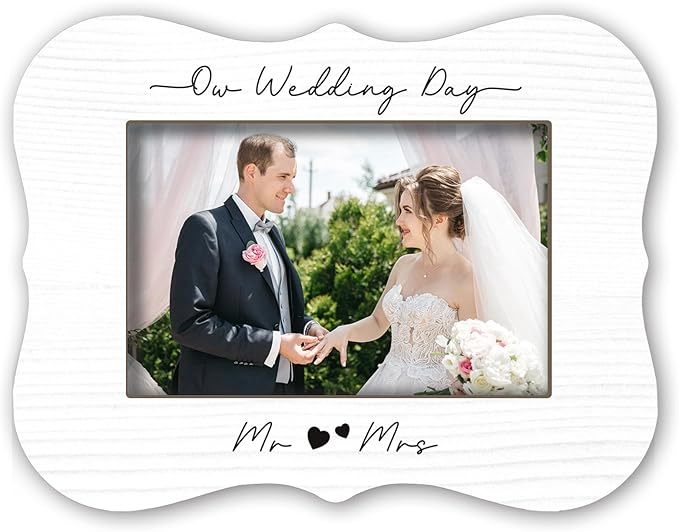 2025 Wedding Photo Frames For 4 x 6 Horizontal Photo, Minimalist Couple Frames with support, Wedding Gifts For Newlyweds, Newly Married Home Decoration - A04