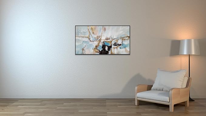 Yihui Arts Abstract Canvas Wall Art, Hand Painting Modern Oil Painting with Gold Foil for Living Room Bedroom Office Decor