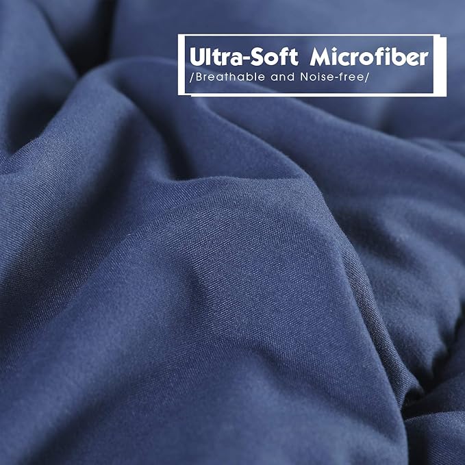 HIG 3pc Down Alternative Comforter Set - All Season Reversible Comforter with Sham - Quilted Duvet Insert with Corner Tabs - Box Stitched - Breathable, Soft, Fluffy (Twin/Twin XL, Navy/Light Blue)