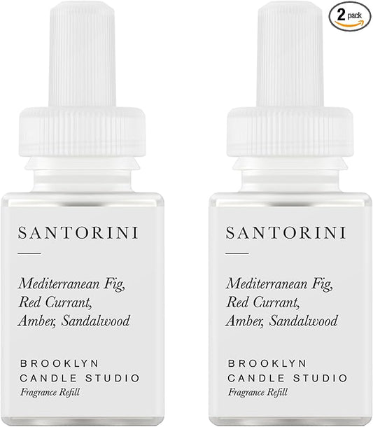 Pura & Brooklyn Candle Studio Home Scent Refill - Smart Home Air Diffuser - Up to 120-Hours of Luxury Fragrance per Refill - Home Essential - Clean & Safe Diffuser Fragrance - 2 Pack, Santorini