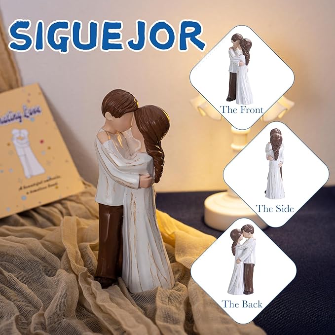 Birthday Gift for Couple, Timeless Love, Hand-Painted Resin Sculpture of Embracing Husband and Wife, Perfect for Couples and Family Celebrations