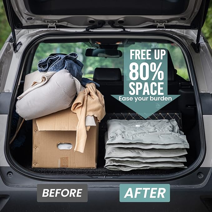 TAILI Fabric Vacuum Storage Bags 4 Pack, Vacuum Seal Bags (40W x 27L inch), Outdoor Space Saver for Camping, Bedding and Clothing, Waterproof, Wearproof, Punctureproof