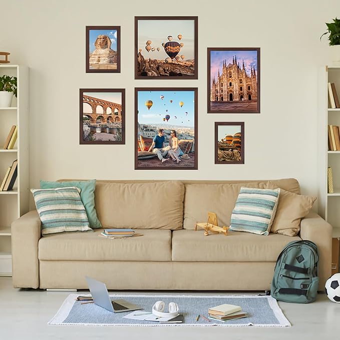 8x10 Frames Brown Set of 3, Natural Wooden 10x8in Picture Frames, Modern Frames 8 x 10inch Gallery Photo Pic Frame with Real Glass, Art Frame,Wall Tabletop Display Best Gift