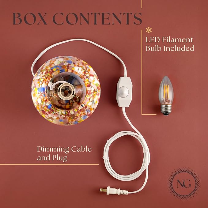 Next Glow Mushroom Lamp – Modern Dimmable LED Night Light for Bedrooms, Kids Rooms, Bedside Nightstands, Living Room Table and Kitchen Decor – Desk Light, E26 Socket w 120V Bulb, 5.9 x 7.3 (Colorful)