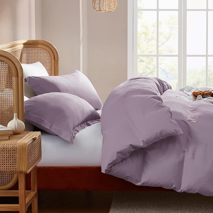 Nestl Dusty Purple Duvet Cover King Size - Soft Double Brushed King Duvet Cover Set, 3 Piece, with Button Closure, 1 Duvet Cover 104x90 inches and 2 Pillow Shams