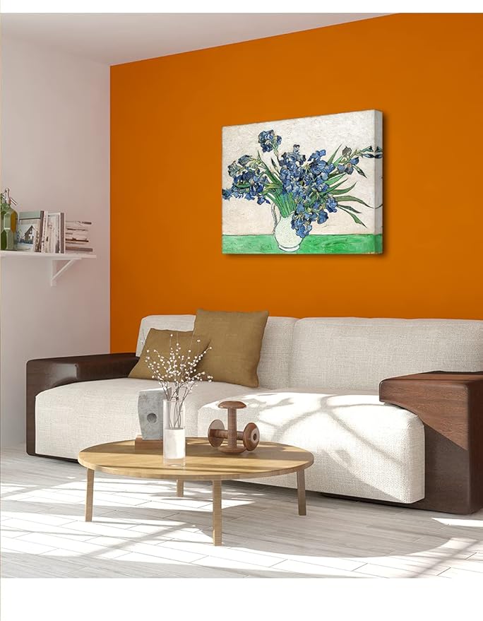 DECORARTS - Vase with Irises1889, Vincent Van Gogh Art Reproduction. Giclee Canvas Prints Wall Art for Home Decor 30x24