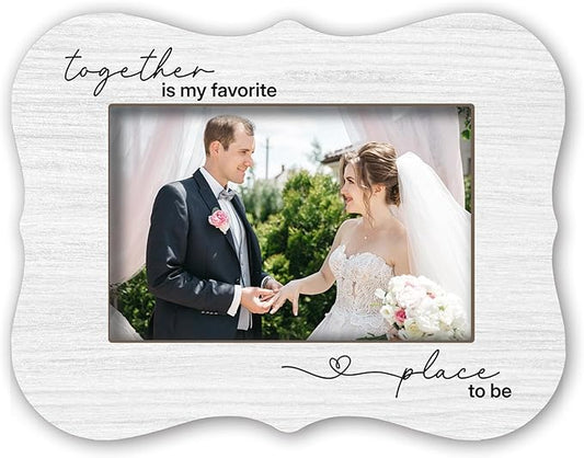 2025 Engagement Frames - Together Is My Favorite - Wedding Gifts For Newlyweds, Placeable 4 x 6 horizontal photo, Minimalist Wood Picture Frame, for Home Bedroom Decor - A09