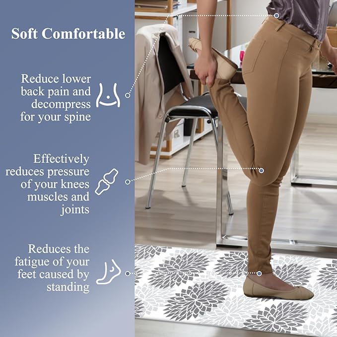 HEBE Kitchen Mat 20"x71" Anti Fatigue Floor Mat Runner Non Slip Kitchen Mats for Floor Waterproof Kitchen Rugs and Mats Ergonomic Cushioned Comfort Mat for Office,Sink,Laundry,Desk