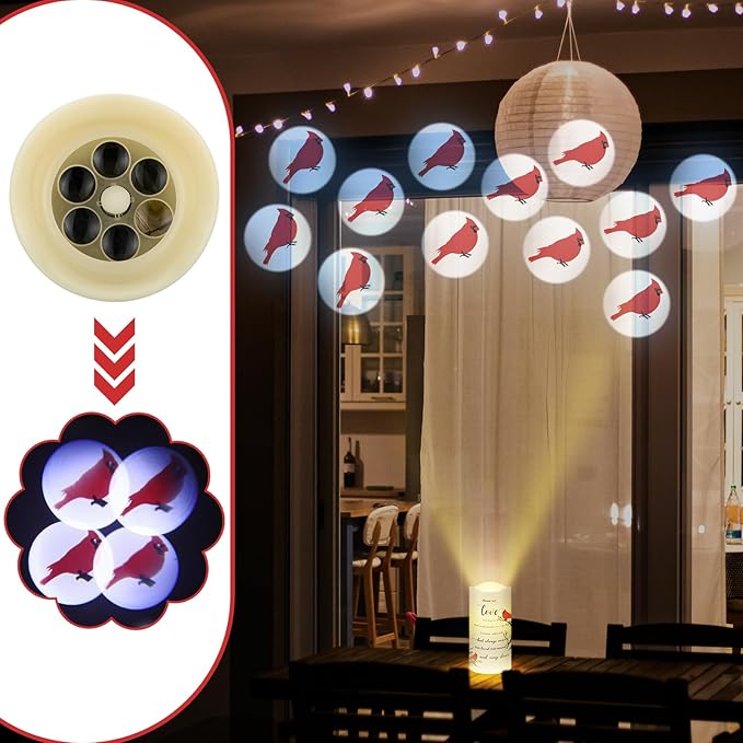 Memorial Gifts Memorial Flameless Candles Projector LED Flameless Cardinal Candles with Remote Sympathy Gifts for Loss of Loved One Bereavement Gifts Battery Candles for Prayers Mother Father