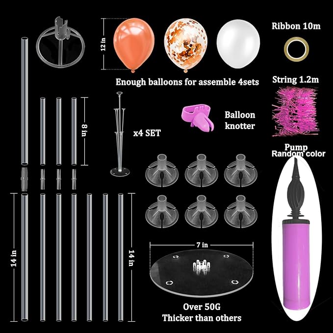 Rose Gold Balloon Stand Centerpiece Table Decorations for Birthday Anniversary Engagement Wedding Bridal Shower Graduation Mother's Day Party Decorations(Rose gold set4)