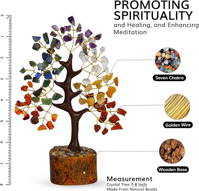 NARIBABU Seven Chakra Crystal Tree for Positive Energy - Gem Tree Gifts for Women - Home Office Decor Good Luck Positive Energy Gifts