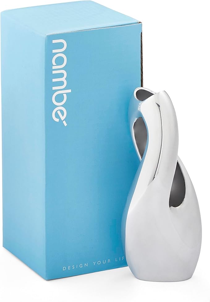 Nambe Pebble Twist Bud Vase | 8-Inch | Vases for Centerpiece Table Home Indoor Desk Décor | Mid Century Modern Style Vase for Wedding Housewarming Gift | Made of Metal Alloy