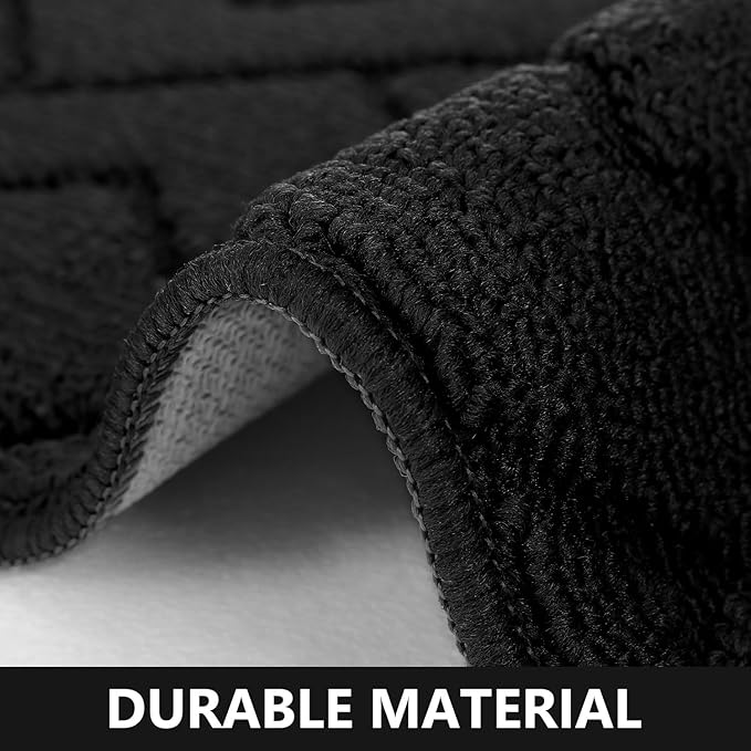 hicorfe Kitchen Runner Rug and Mats Sets,2 Pieces Super Absorbent Polypropylene Non-Slip Rug,Soft Comfort Floor Mat,Washable for Kitchen,Hallway,Office,Sink,Laundry(20" x 31.5" Plus 20" x 59",Black)