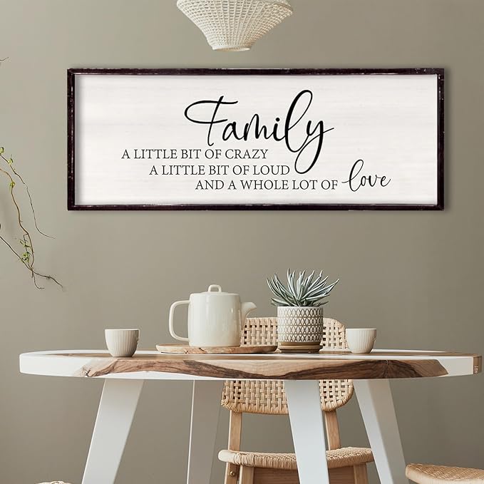Foutcheou Family A Little Bit Of Crazy Wall Decor Sign 32"×12" Large Family Signs for Living Room Hanging Wall Art (Black)