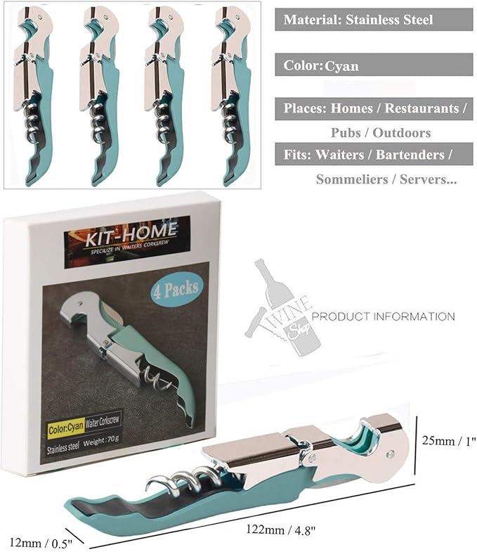 Professional Waiter Corkscrew Wine Openers Set, Heavy Duty Stainless Steel Hinges Wine Key for Restaurant Waiters, Sommelier, Bartenders