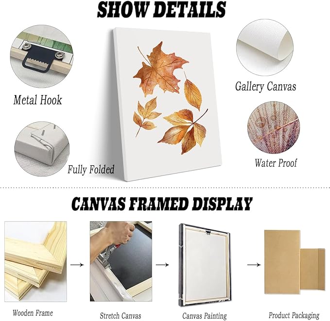 Framed Watercolour Falling Leaves Fall Canvas Print Posters Fall Art Fall Wall art Fall decor Autumn Print Fall Sign Fall painting Office Farmhouse Decor 24x36 framed