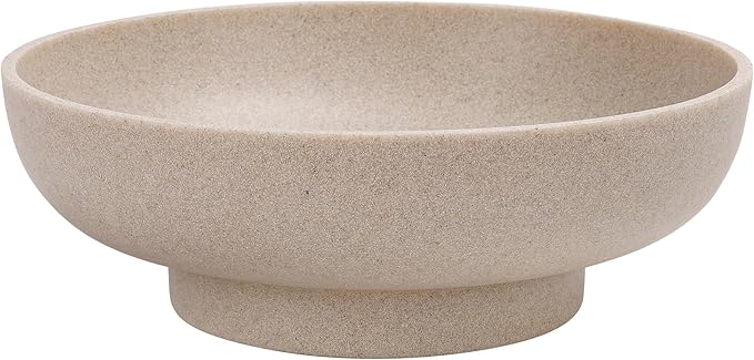 Large Decorative Bowl, Modern Handicraft Resin Bowls for Home Decor, Decorative Fruit Bowl for Kitchen Counter, Stylish Key Bowl for Entry Table, Artificial Stone Resin Beige