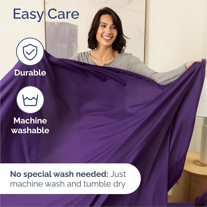 Queen Size 4 Piece Sheet Set - Comfy Breathable & Cooling Bed Sheets Set - Hotel Luxury Bedding for Women, Men, Kids, Teens, Boys & Girls - Deep Pockets, Ultra-Soft, Wrinkle Free - Oeko-Tex - Purple