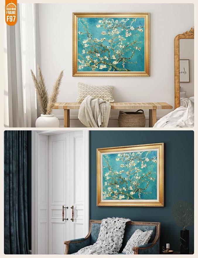 DECORARTS - Almond Blossom Tree - Vincent Van Gogh Reproduction. Giclee Print w/Bronze Frame for Wall Decor. 30x24, Framed size: 35x29