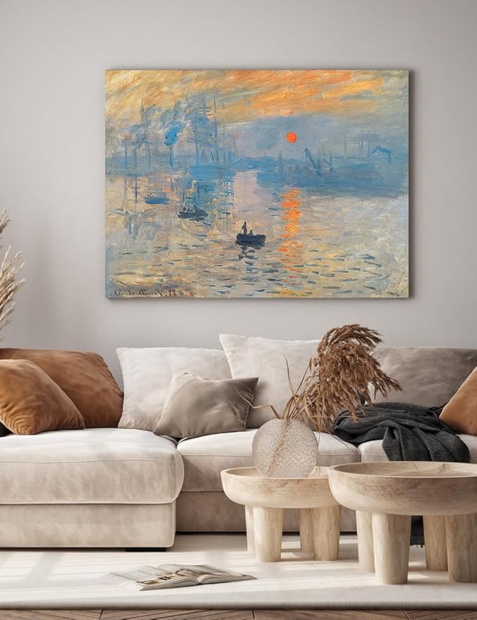 DECORARTS - Impression, Sunrise by Claude Monet, Museum-Quality Giclee Canvas Print, Wall Art Reproduction, 40" W x 30" H, Made in USA