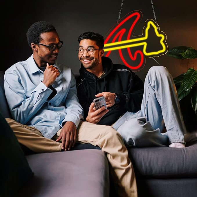 Balanar Braves Neon Signs For Wall Decor ,Baseball Team Neon Light for Bedroom Man Cave Party Bar Background Decoration,Neon for Parties, Bars, Dorms, Office Wall Art and Game Room Decor16.1*11.4 inch