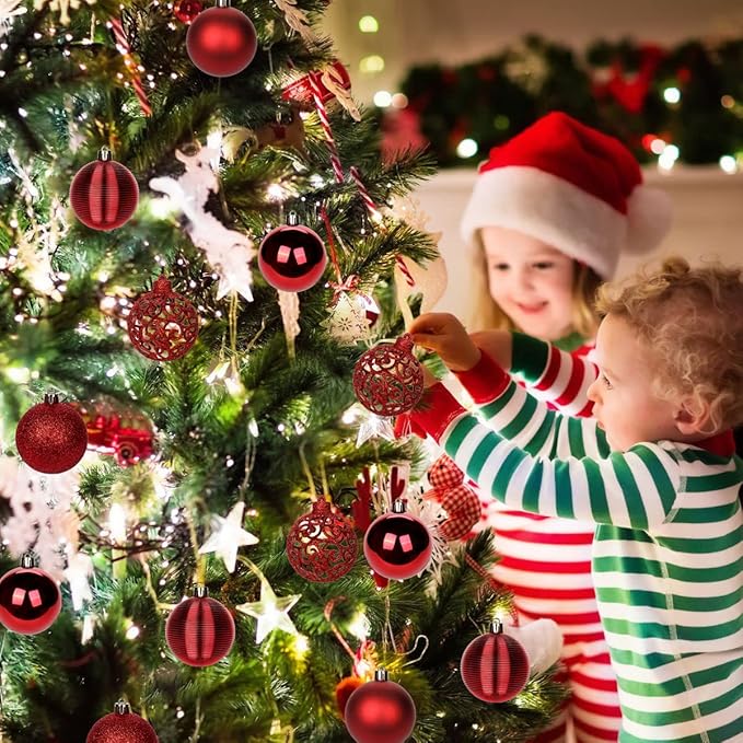 30PCS 2.36" Christmas Ball Ornaments Shatterproof Red Christmas Tree Decorations Xmas Tree Balls Halloween Ornaments Décor