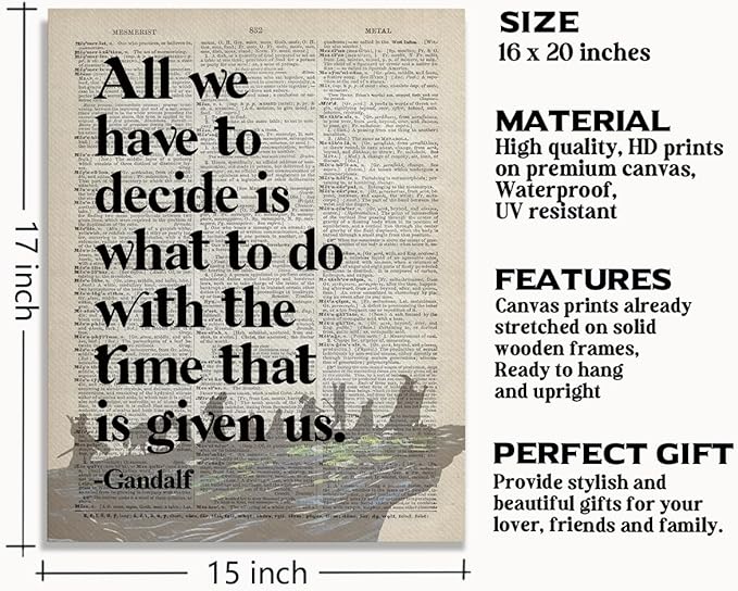 LOTR Gifts, LOTR Poster, Gift for LOTR Decor, All We Have to Decide is What to Do With The Time That is Given Us - Gandalf, LOTR Merch, LOTR Birthday Decor, Lord of the Rings Poster 14x17 inch
