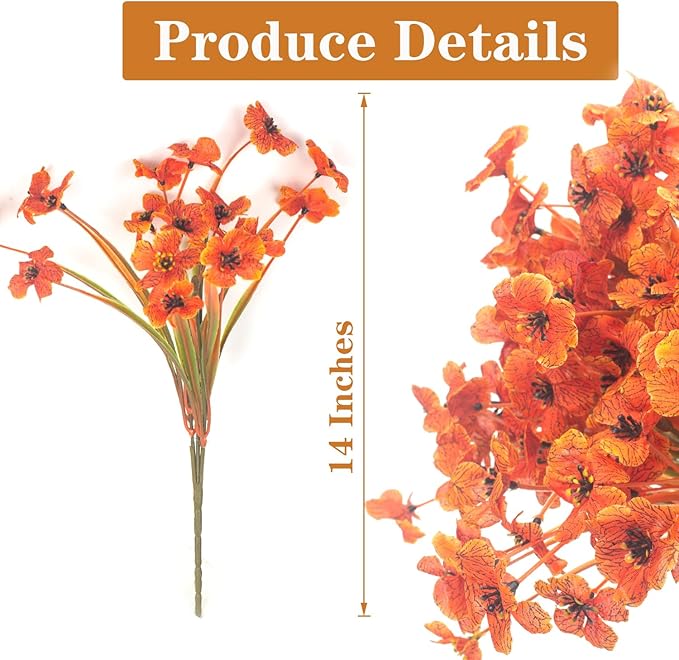 20PCS Autumn Fall Artificial Flowers Outdoor, Fall Porch Decorations, Realistic Waterproof Faux Flowers for Outside Porch Decor, Thanksgiving Halloween Home Garden Decor (Fall Red)