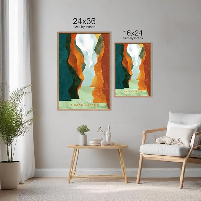 CHDITB Framed National Park Wall Decor, Grand Canyon Rocky Mountain Wall Art Set,Yosemite Sunset Forest Lake Canvas Art Prints, Nature Landscape Wall Painting for Living Room Bedroom Office 24"x36"