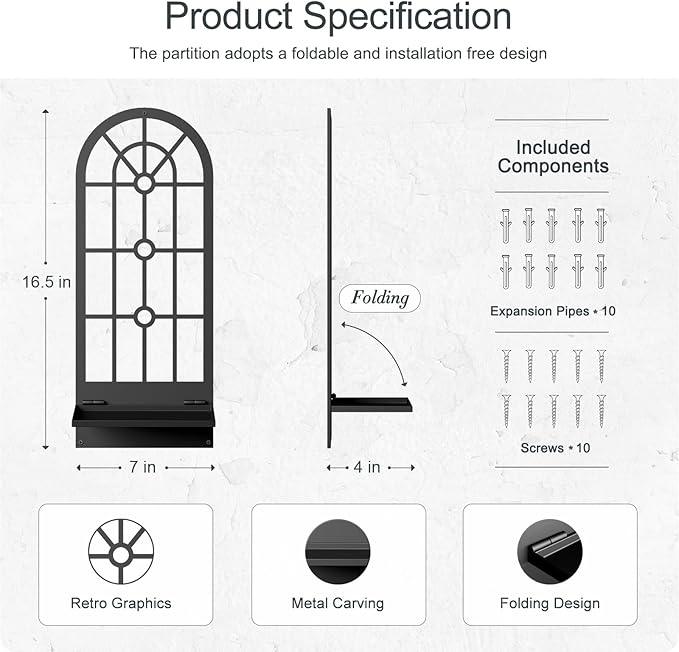 Wall Candle Holder, Black Boho Metal Wall Art Decor, Bohemian Line Wall Candle Holder for Living Room, Dining Room, Bedroom, Bathroom (16.5 x 7 in)