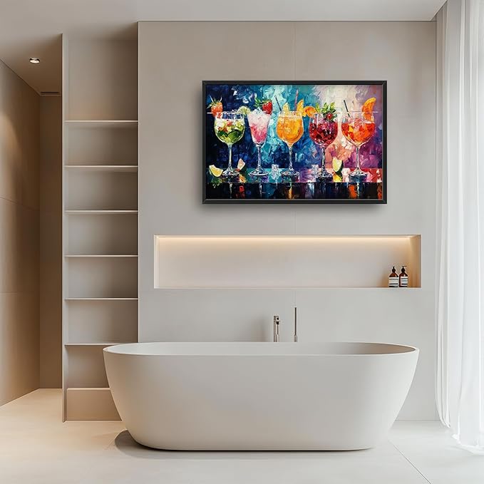 Olivine Large Wall Art, Cocktail Pictures Wall Decor, Colorful Cocktail Paintings, Liquor Canvas Prints, Framed Artwork for Bar Bathroom Bedroom Living Room Office Home Decoration 36"x24"