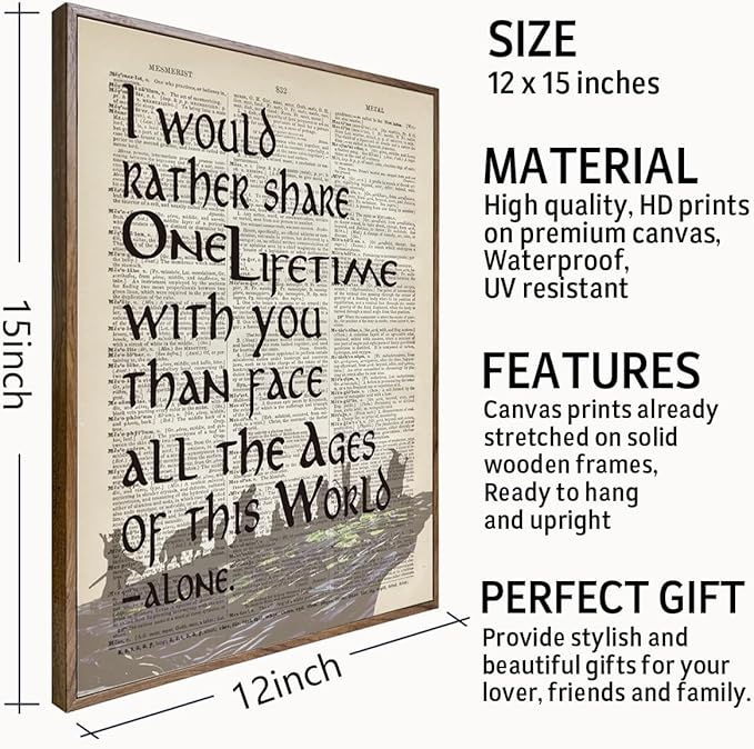 Lord of the Rings Framed Poster - 'I Would Rather Share One Lifetime - Arwen', LOTR Birthday Decor, 12x15