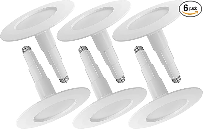 Soliseed 5/6 Inch LED Can Lights Length Adjustable Recessed Lighting,Retrofit Downlight ETL Damp Rated,12W=60W,3000K Warm White,800LM,Dimmable,Led Replacement Recessed Lights Easy Install,6-Pack
