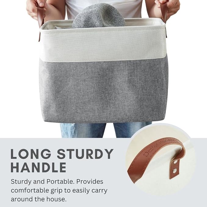 DECOMOMO Fabric Storage Basket Large Closet Storage Bins for Toys Nursery & Laundry Storage (Slate Grey & White, XXL - 3 Pack)