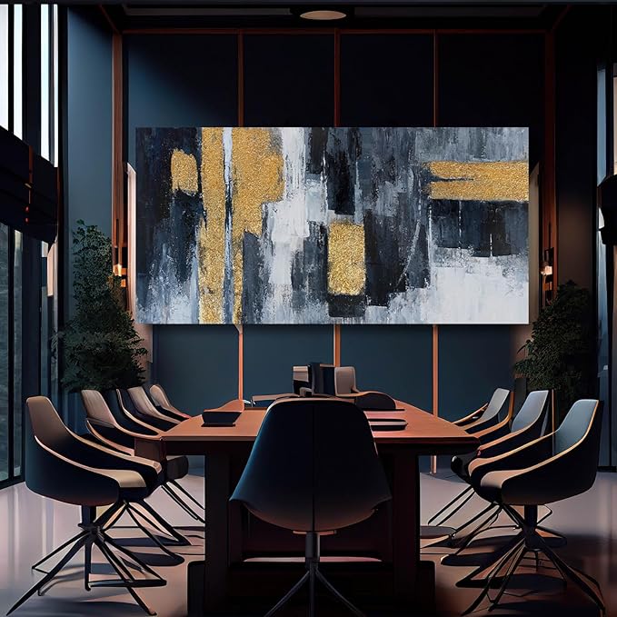 VAYIMDH Abstract Wall Print Textured Wall Pictures Large Canvas Wall Art for Living Room 29"x58" Office Wall Decor Gold Foil Artwork