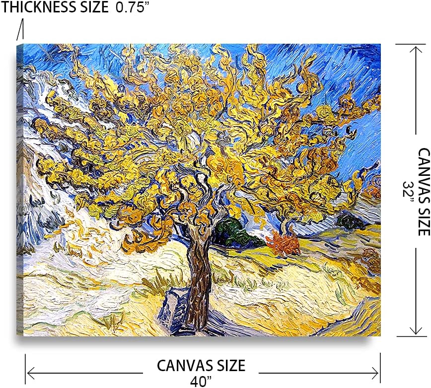 DECORARTS - The Mulberry Tree, Vincent Van Gogh Art Reproduction. Giclee Print on Canvas. Wall Art for Home. 40x32