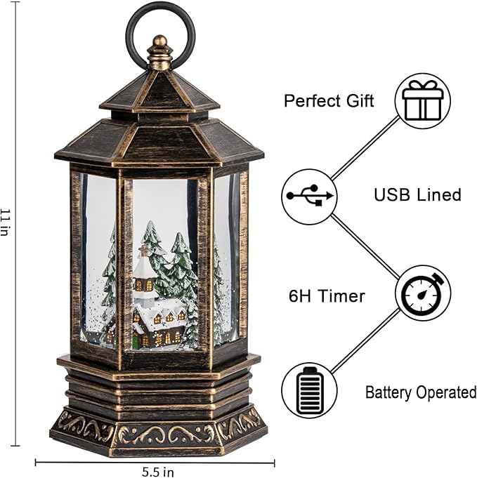 Christmas Snow Globes Church Nativity Water Lantern,Silent Night Music, Holiday Decorations Gifts for Family Children or Friends