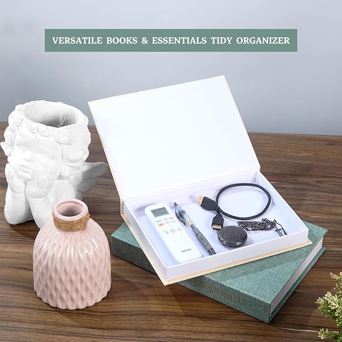 Decorative Books Set of 2 - Linen Storage Boxes & Decorative Fake Books | Photo & Keepsake Storage Box for Home Decor | Coffee Table, Bookshelf & Aesthetic Shelf Decor